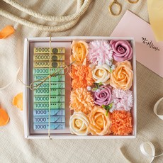 BeautifulDecoSense 香皂花零用錢盒 + 購物袋 + 零用錢信封 + 現金帽 12個 + 高級流蘇 + 包袱巾, 桃色