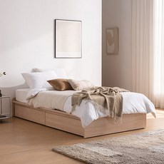 삼익가구 스탠다드 빅서랍 2단 수납침대 프레임 + 7존 독립스프링 매트리스 세트 방문설치, 내추럴우드(프레임), 화이트(매트리스)