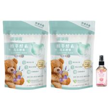 清淨海 晨露香植萃去漬組 小熊頭洗衣膠囊30顆 x 2包 + 櫻花衣物去漬噴霧60ml, 1組
