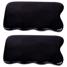 MEO 水牛角雙面波浪方形刮痧板, 2個, 單一顏色