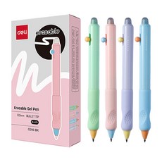 deLi 得力 可擦拭中性墨水筆 4款 x 3入組 0.5mm, 綠色, 粉紅色, 紫色, 藍色, 1套