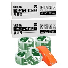 Skora 高透明膠帶 中包裝 48mm x 50m 6入 + 切台組, 2套