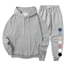 ILLUSO 男女通用特厚雙面棉連帽T恤束口褲上下套裝