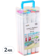 오션마리나 수채화 유성 마카펜 화이트막대, 2세트, 12색