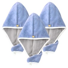 雙層速吸乾髮帽 藍色 珊瑚絨材質 尺寸:62*42mm, 3個