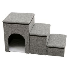 with dog&cat 寵物收納型階梯, 灰色, 1組