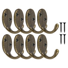 橢圓形壁掛掛鉤 4入 + 安裝零件組, 2套, 復古