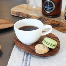 LINEN WHITE 橢圓相思木盤+茶杯 白色, 混色, 1組