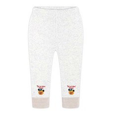 milk mile 童款小熊刺繡針織褲管柔軟貂絨刷毛內搭褲