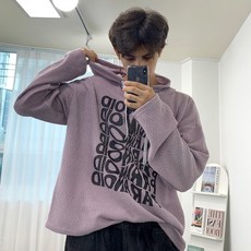 콘피아르 남성용 페러노이드 레터링 와플 루즈핏 후드 TC6410