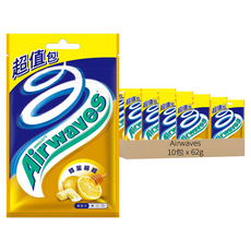 Airwaves 超涼無糖口香糖 蜂蜜檸檬口味, 62g, 10包