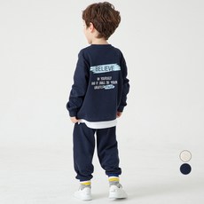 LollyTree 童款字母印花假兩件運動風長袖長褲套裝