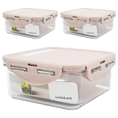 LocknLock 樂扣樂扣 Tritan純淨輕透方形保鮮盒, 粉色 600ml, 3個
