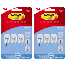 3M Command 無痕 活動掛鉤 37067 3個, 透明色, 2組