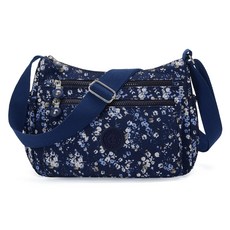 ADDEDIT 女性尼龍Colorgram斜揹包, 海軍藍花朵