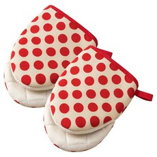 블루무역 투톤 미끄럼 방지 미니 오븐장갑 세트, 레드, 1세트