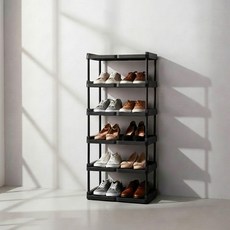 uh homedeco Oganee 組裝式縫隙玄關鞋櫃 雙排6層, 黑色, 1個