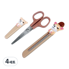 바이하츠 자르시개 안전캡 가위 + 컷터, 혼합색상, 4세트