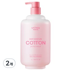 Shower mate 深層保濕棉花沐浴乳 牡丹麝香, 2瓶, 1L