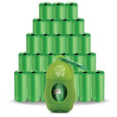 Meongyang 寵物便攜式排便袋盒 + 補充包組合, 綠色, 1個, 515入