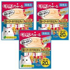 INABA CIAO 啾嚕 肉泥, 鰹魚、宗田鰹 + 柴魚片、鮪魚 + 丁香魚、雞肉 + 鮭魚, 280g, 3袋