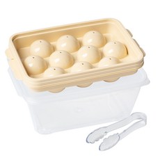 Nanu Dam 10格冰球模具+收納盒+夾子組, 黃色