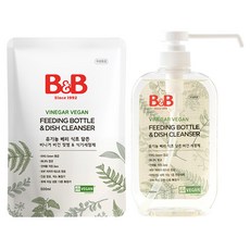 비앤비 비니거 비건 젖병 & 식기세정제 리필형 500ml + 용기형 600ml 세트, 1세트