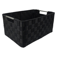 米禾 簡約質感收納籃, S(35 x 23 x 16 cm), 經典黑, 1個
