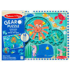 Melissa&Doug 瑪莉莎 齒輪木製拼圖 海底世界, 1盒, 18片