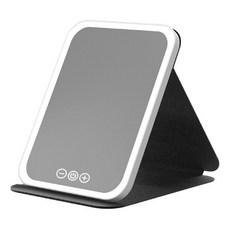 LED摺疊化妝鏡 三色無極調光 大號(17.5 x 23cm), 黑色, 1個