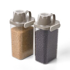 Glasslock 格拉氏洛克 CHEF TOPF Glasslock 簡易開蓋雜糧罐, 2個, 石灰色