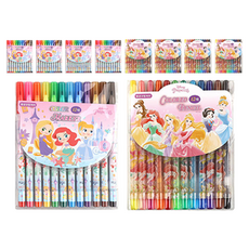 迪士尼公主彩色鉛筆 12 色 + 簽字筆 12 色文具套裝, 5組, 隨機出貨