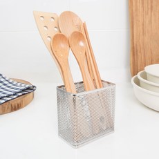 4BNK 不鏽鋼 304 瀝水掛式方形餐具筒(小), 1個, 單一顏色