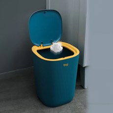 彈蓋壓圈垃圾桶, 輕壓彈蓋, 防水防異味, 輕易固定垃圾袋, 05.箭頭款藍, 27.5 x 22cm
