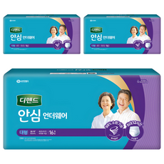 Depend 得伴 男女通用安全內衣尿失禁成人紙尿褲, 大型, 16入, 3個