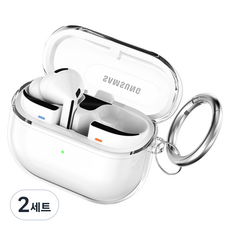 YOGER Galaxy Buds 鑰匙圈果凍保護殼 1個 + 金屬防塵貼 2張, Galaxy Buds3 Pro, 2套, 透明+黑色