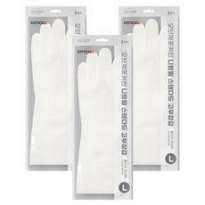 브릭글로 오브제포키친 질긴 니트릴 고무장갑 양손착용 세트, 클리어화이트, 대(L), 3세트