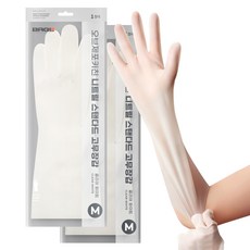 BRICKGLO Objet for Kitchen 強韌腈材質橡膠手套 雙手可用套組, 2套, 中(M), 透明白