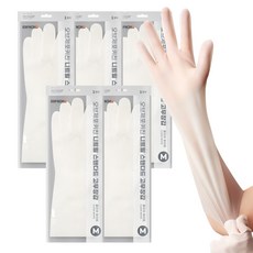 브릭글로 오브제포키친 질긴 니트릴 고무장갑 양손착용 세트, 클리어화이트, 중(M), 5세트