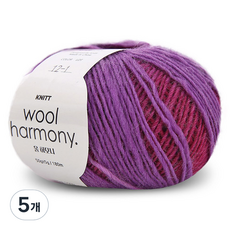 Knitt 羊毛和諧毛線 50g, 5個, 12 酒紫灰色