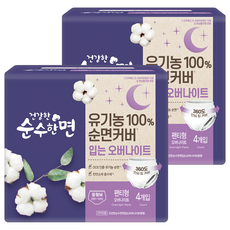 Pure Cotton 纯棉美人 健康的夜用褲型, 中型, 4片, 2包