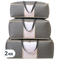 HANEE 不織布棉被收納袋 3種組, 灰色, 2組
