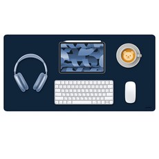 소이믹스 유니크 가죽 장패드 데스크매트 SOL7LO M, 네이비, 1개