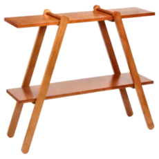 HomeMax A型松木置物架 免工具組合 台灣製造 原木色/胡桃色, 90 x 24 x 77cm, 2層