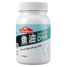 NutriMate 你滋美得 魚油DHA 軟膠囊, 90顆, 450mg, 1罐