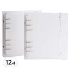 워너디스 A6 정사각 PP 컬러 바인더 커버 6공, 01 화이트, 12개