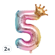 奧樂巴哈娜 大型皇冠數字氣球 5, 金色粉紅, 2個