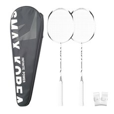 스맥스코리아 카본 배드민턴 라켓 2p + 라켓 가방 + 그립 2p 세트 화이트, 1세트