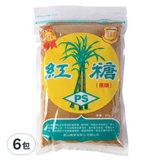 PS 寶山 金牌紅糖, 6包, 450g