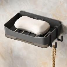 디엔오 물빠짐 비누 받침대 접착식 + 후크 2p 세트, 그레이, 1세트